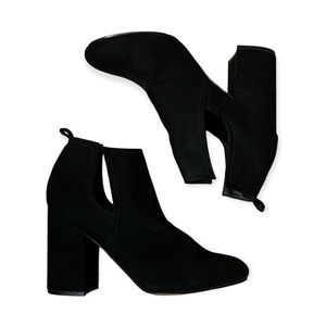 Steve Madden Black Suede Cutout Block Heel Ankle Boots